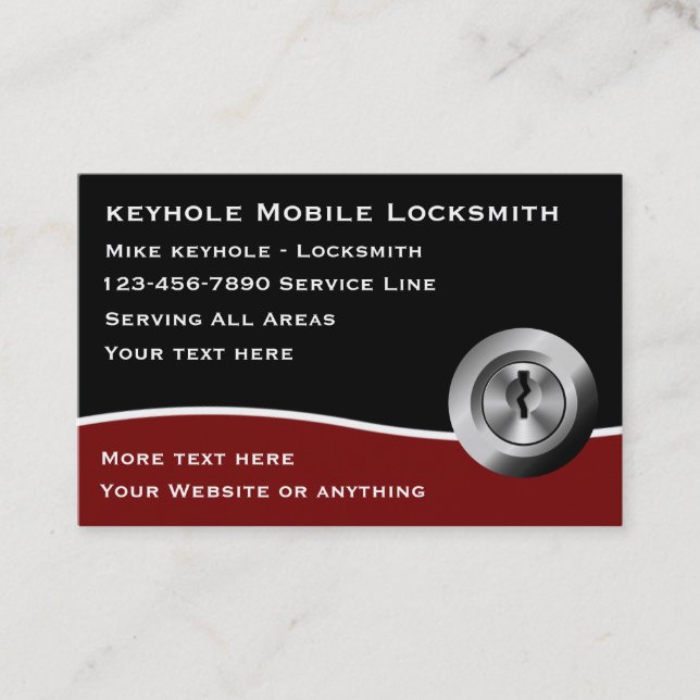 Locksmith Modern Editable Business Cards (Front)