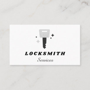 Locksmith Services Gray Key & Sparkle Classic Business Card