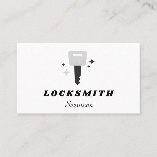 Locksmith Services Gray Key  Sparkle Classic Business Card