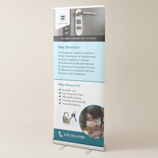 Locksmith Services Vertical Retractable Banner (3/4)