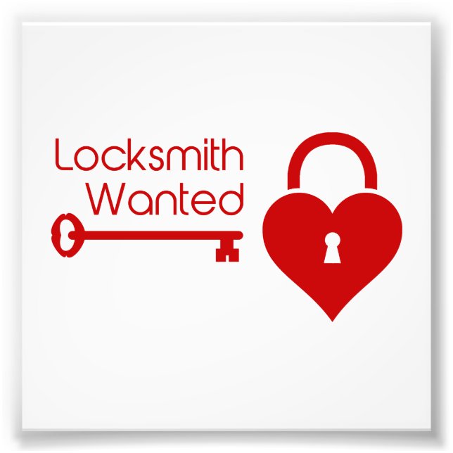 Locksmith Wanted Valentine's Day Heart Lock Photo Print (Front)