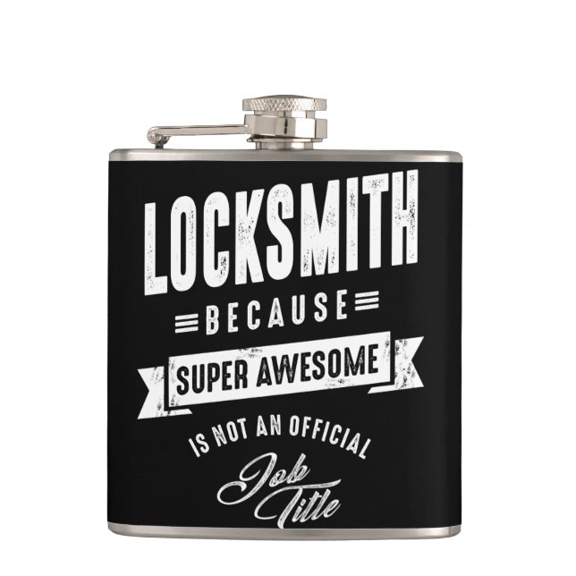 Locksmith Work Job Title Gift Flask (Front)