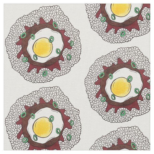 Loco Moco Hawaiian Cuisine Food Rice Hamburger Egg Fabric (Close Up)