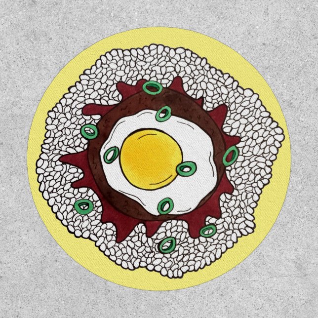 Loco Moco Hawaiian Cuisine Food Rice Hamburger Egg Patch (Front)