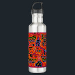 Loco Pajaros con Dos Cabezas Stainless Steel Water Bottle<br><div class="desc">Little chickens,  2 headed birds,  loco pajaros,  red blue yellow,  Kuna Indian mola,  Virginia Vivier,  Vagabond Folk Art,  indie art bohemian,  tribal folk art,  ethnic folk art,  funky chickens,  mola folk art.</div>