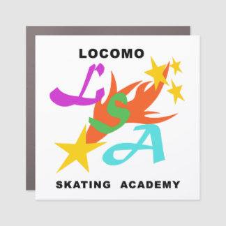 Locomo Skating Academy Car Magnet - White