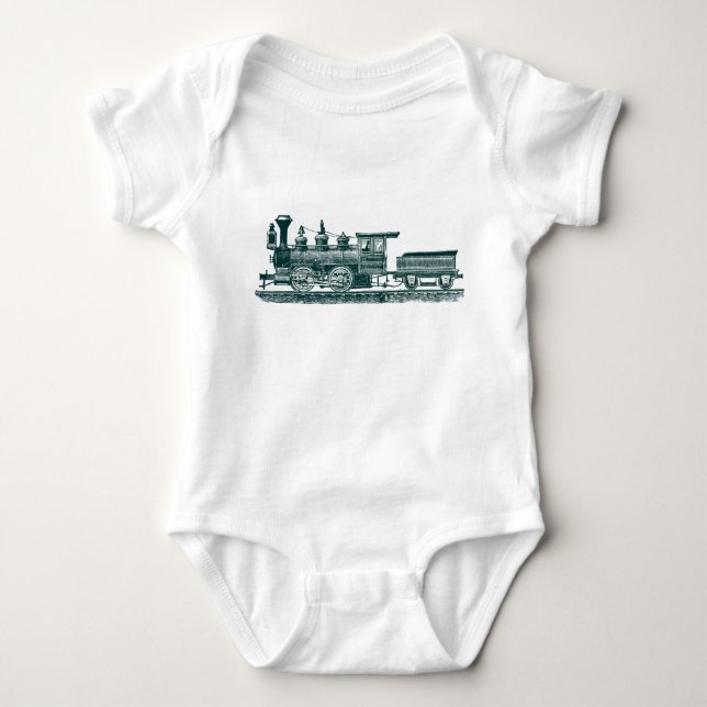 Locomotive 02 - Dark Green Baby Bodysuit (Front)