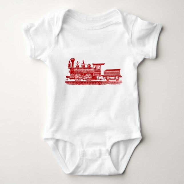 Locomotive 02 - Ruby Red Baby Bodysuit (Front)