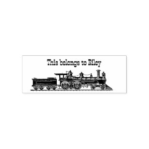 Locomotive and Coal Car customized with name Self-inking Stamp