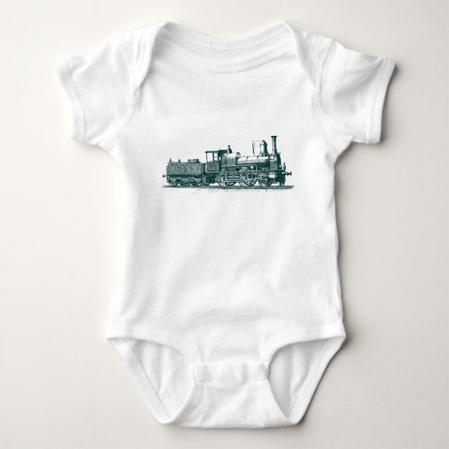 Locomotive - Dark Green Baby Bodysuit (Front)