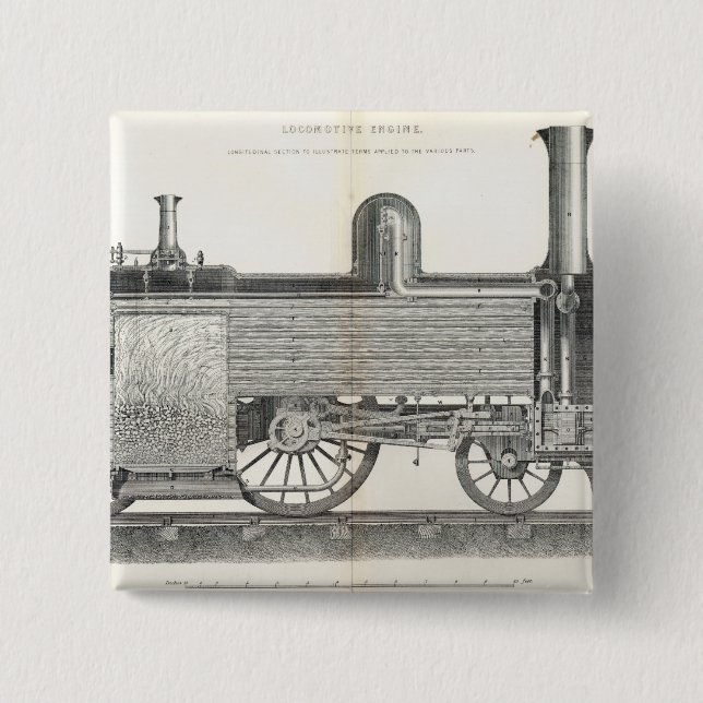 Locomotive Engine, engraved by J.W. Lowry Button (Front)