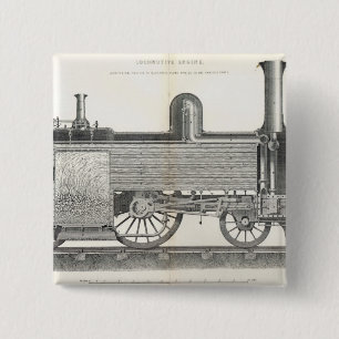 Locomotive Engine, engraved by J.W. Lowry Button