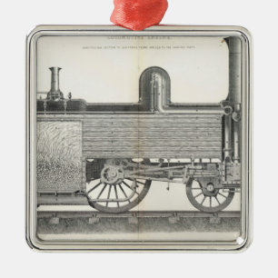 Locomotive Engine, engraved by J.W. Lowry Metal Ornament