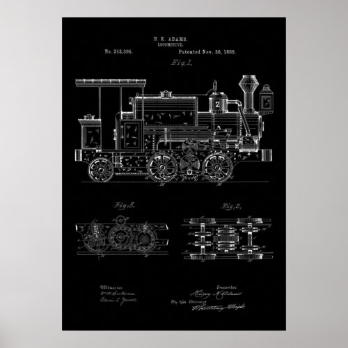 Locomotive Engine Patent Poster