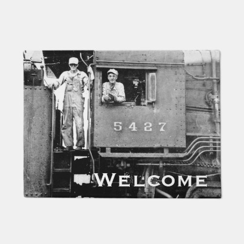 Locomotive Engineer and Conductor Vintage Railroad Doormat