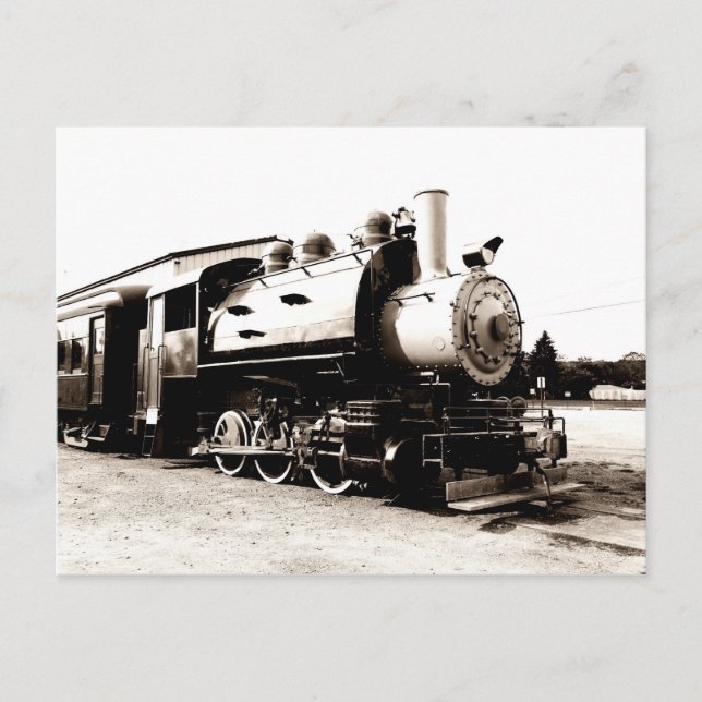 locomotive for a vintage steam train postcard (Front)
