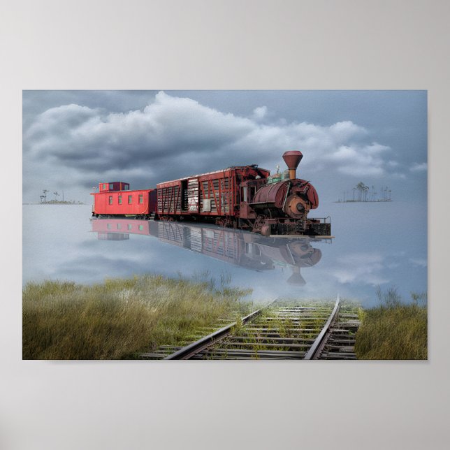 Locomotive Legacy: Vintage Train Travel Poster (Front)