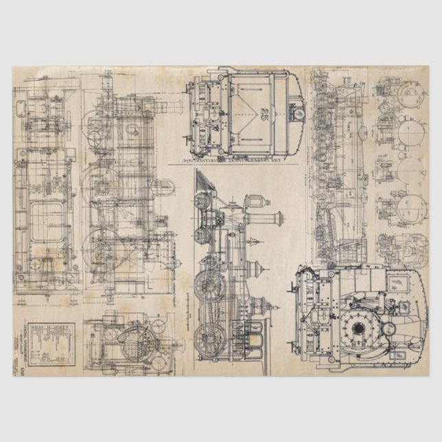 Locomotive Love Tissue Paper (Front)