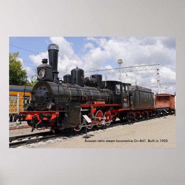 Locomotive, Russian retro steam locomotive Ov-8... Poster (Front)