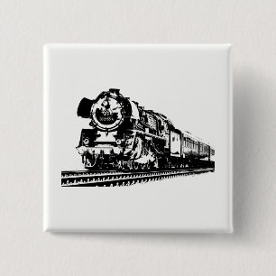 Locomotive Silhouette Pinback Button