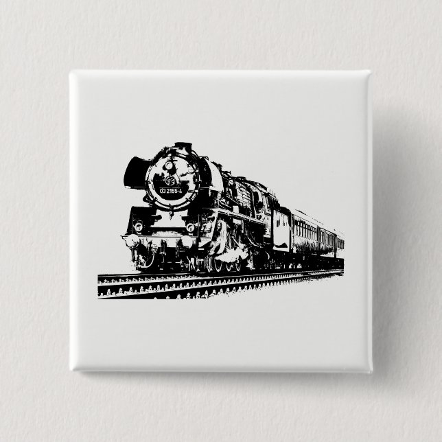 Locomotive Silhouette Pinback Button (Front)