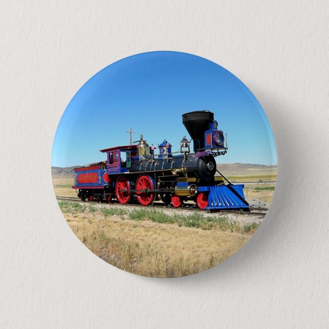 Locomotive Steam Engine Train Photo Pinback Button (Front)