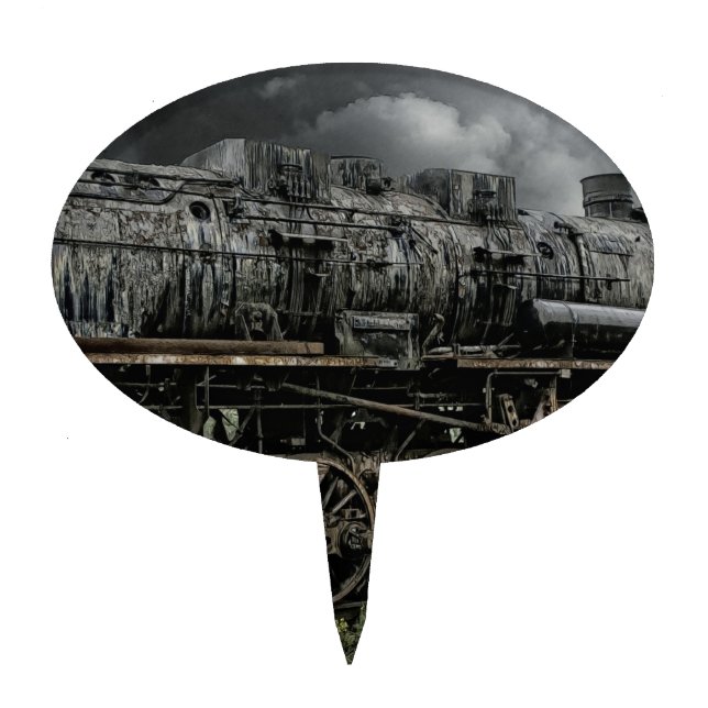 locomotive steam engine train rail railway cake topper (Front)