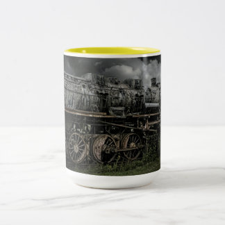 locomotive steam engine train rail railway Two-Tone coffee mug