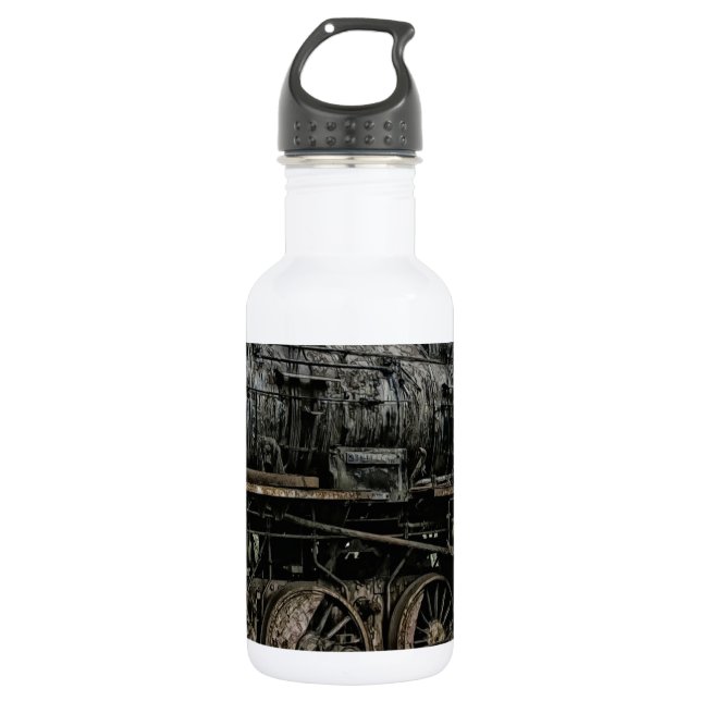 locomotive steam engine train rail railway water bottle (Front)