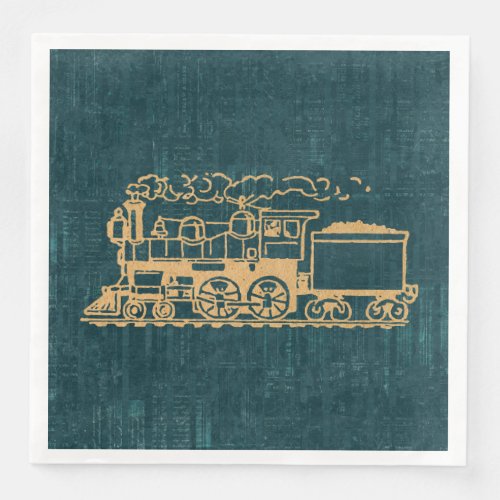 Locomotive Train Antique Vintage Art Retro Style Paper Dinner Napkins