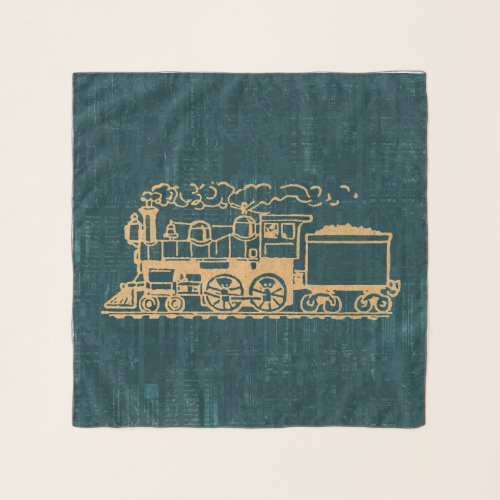 Locomotive Train Antique Vintage Art Retro Style Scarf