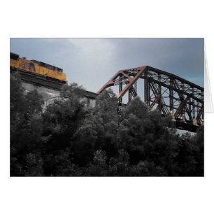locomotive train crossing thebes bridge cards