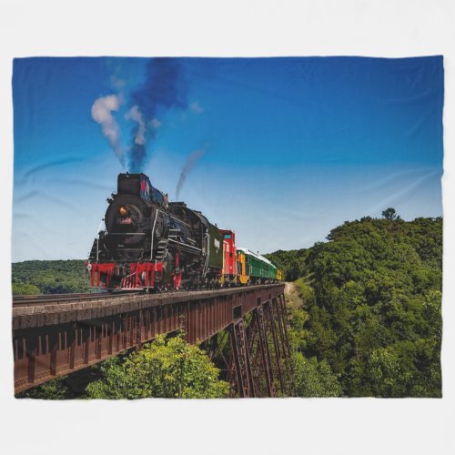 Locomotive Train Fleece Blanket