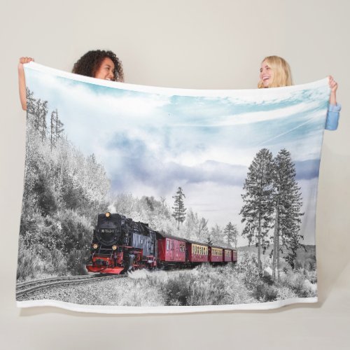 Locomotive Train Fleece Blanket
