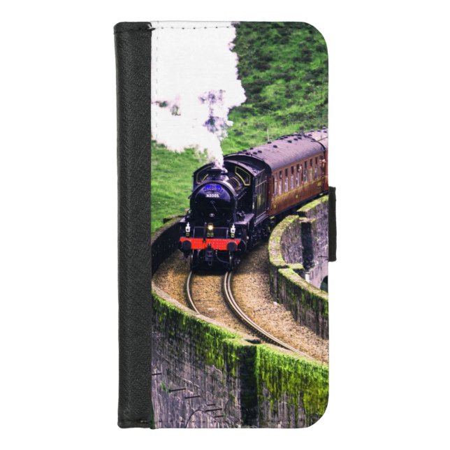 Locomotive Train on Bridge iPhone Wallet Case (Front)