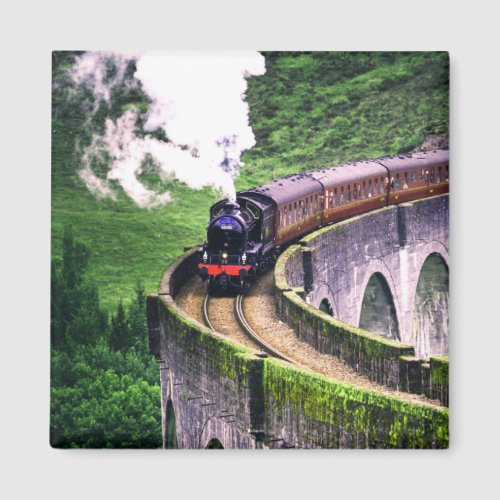 Locomotive Train on Bridge Magnet