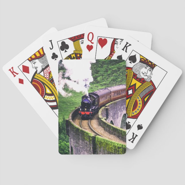 Locomotive Train on Bridge Poker Cards (Back)