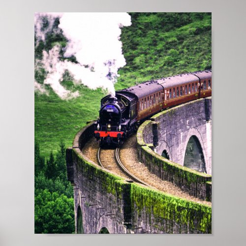 Locomotive Train on Bridge Poster