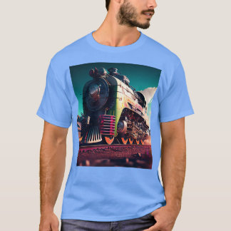 Locomotive Train Railroad Railway Railfan AI Artwo T-Shirt