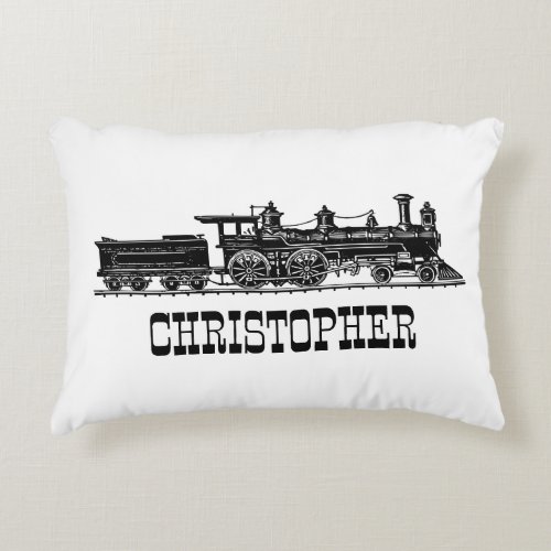 Locomotive with Coal Car Personalised Accent Pillow