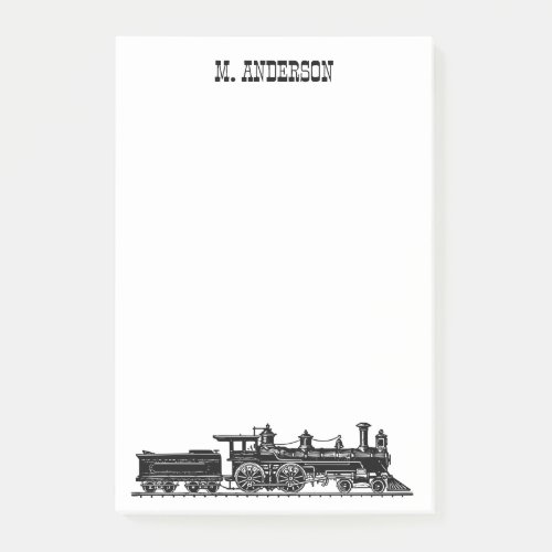 Locomotive with Coal Car Personalised Post_it Notes