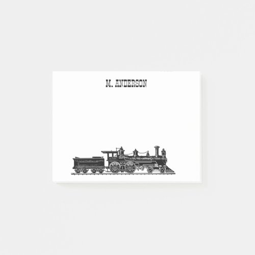 Locomotive with Coal Car Personalised Post_it Notes
