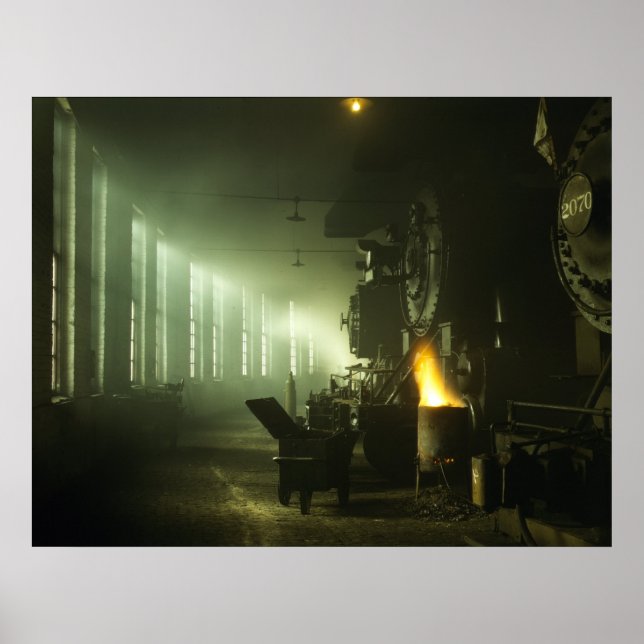 Locomotives in the Roundhouse Poster (Front)