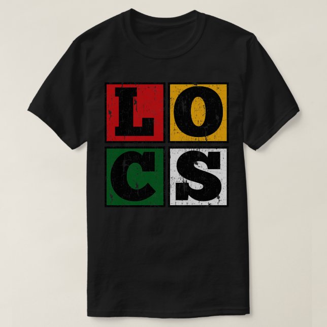 Locs Block Dreadlocks Afrocentric Colors T-Shirt (Design Front)