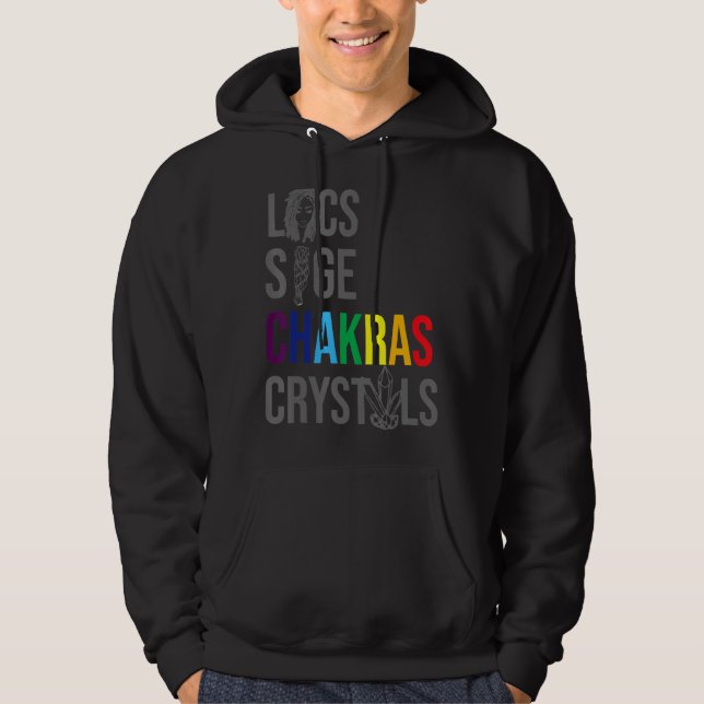 Locs Sage Chakras Crystals Black History Month Afr Hoodie (Front)