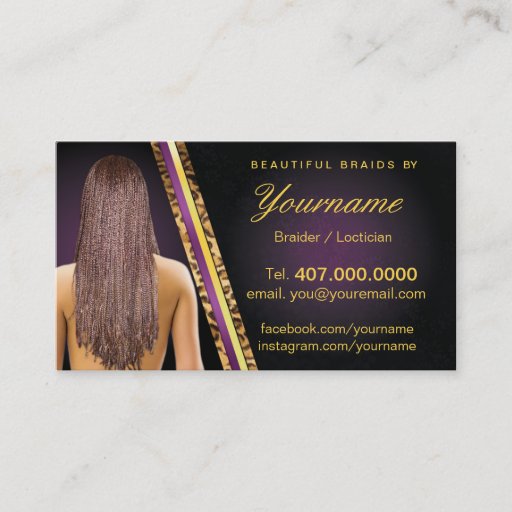 Customizable Loctician Hair Braider Salon Braids Business Cards