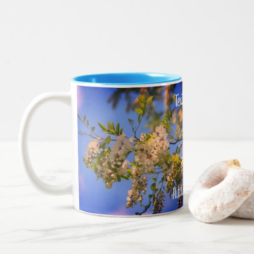 Locust Blossoms Floral Personalized   Two_Tone Coffee Mug