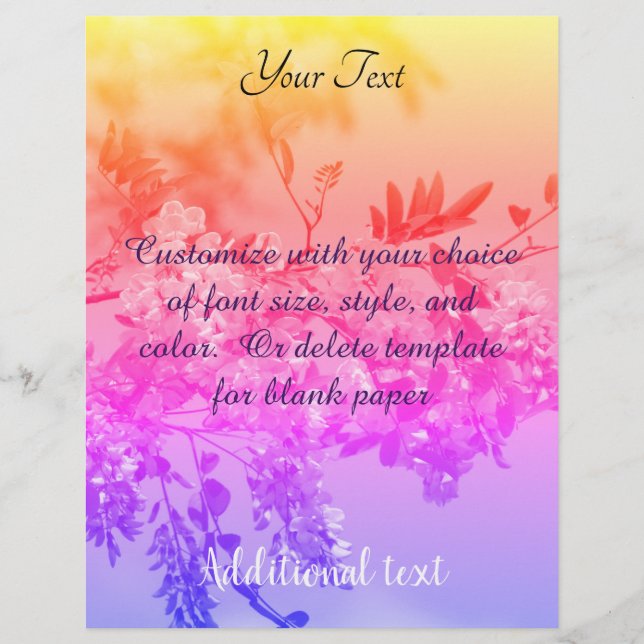 Locust Blossoms Rainbow Colors    Letterhead (Front)