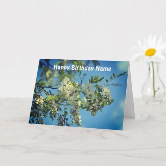Locust Flower Blossoms Personalized Birthday Card