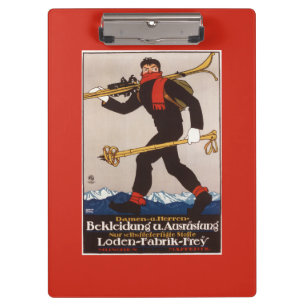 Loden Ski Clothes Skiing Advertisement Poster Clipboard